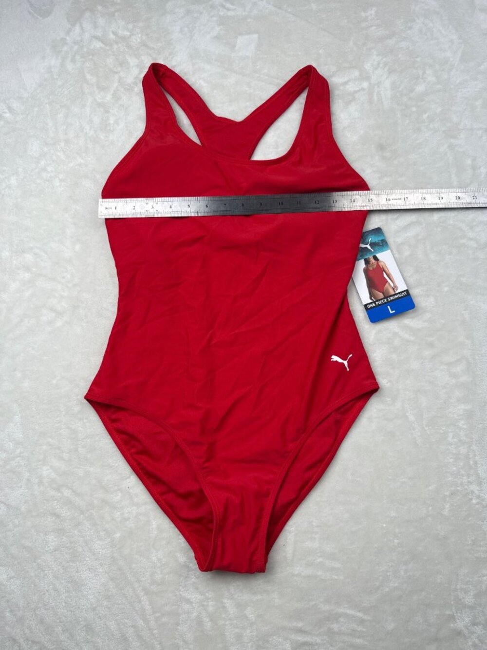 Puma Womens Red Racerback One-Piece Swimsuit Size Large UPF 50+ - Picture 5 of 7